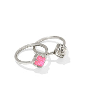 Load image into Gallery viewer, Kendra Scott Mallory Rose Ring Set in Silver Blush Ivory MOP