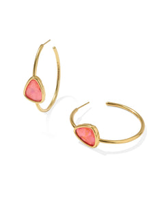 Kendra Scott Margot Gold Hoop Earring Pink Crystal Iridescent