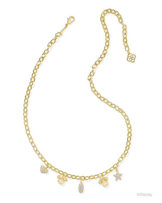 Kendra Scott Mickey Minnie Gold Charm Necklace in Iridescent Mix