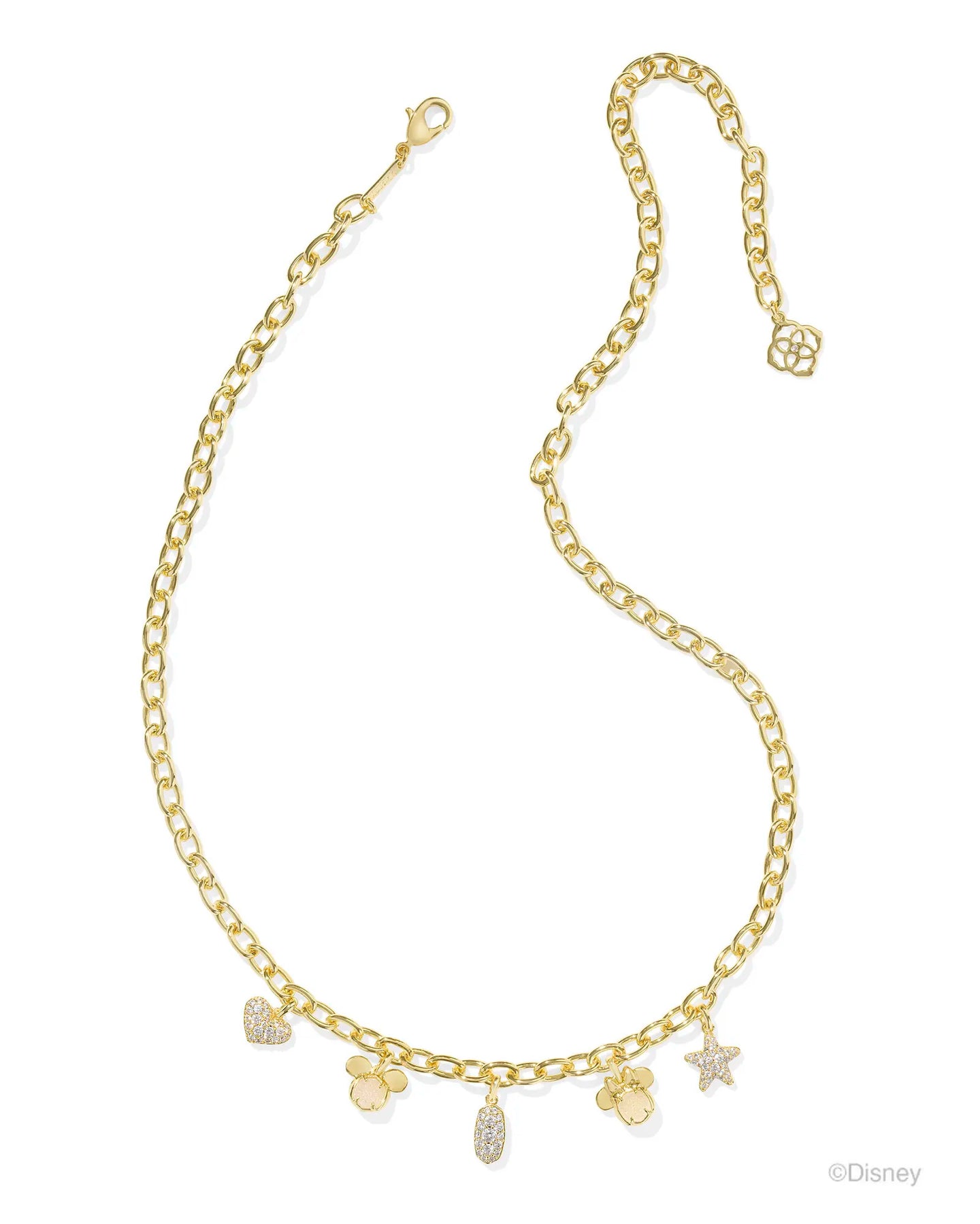 Kendra Scott Mickey Minnie Gold Charm Necklace in Iridescent Mix
