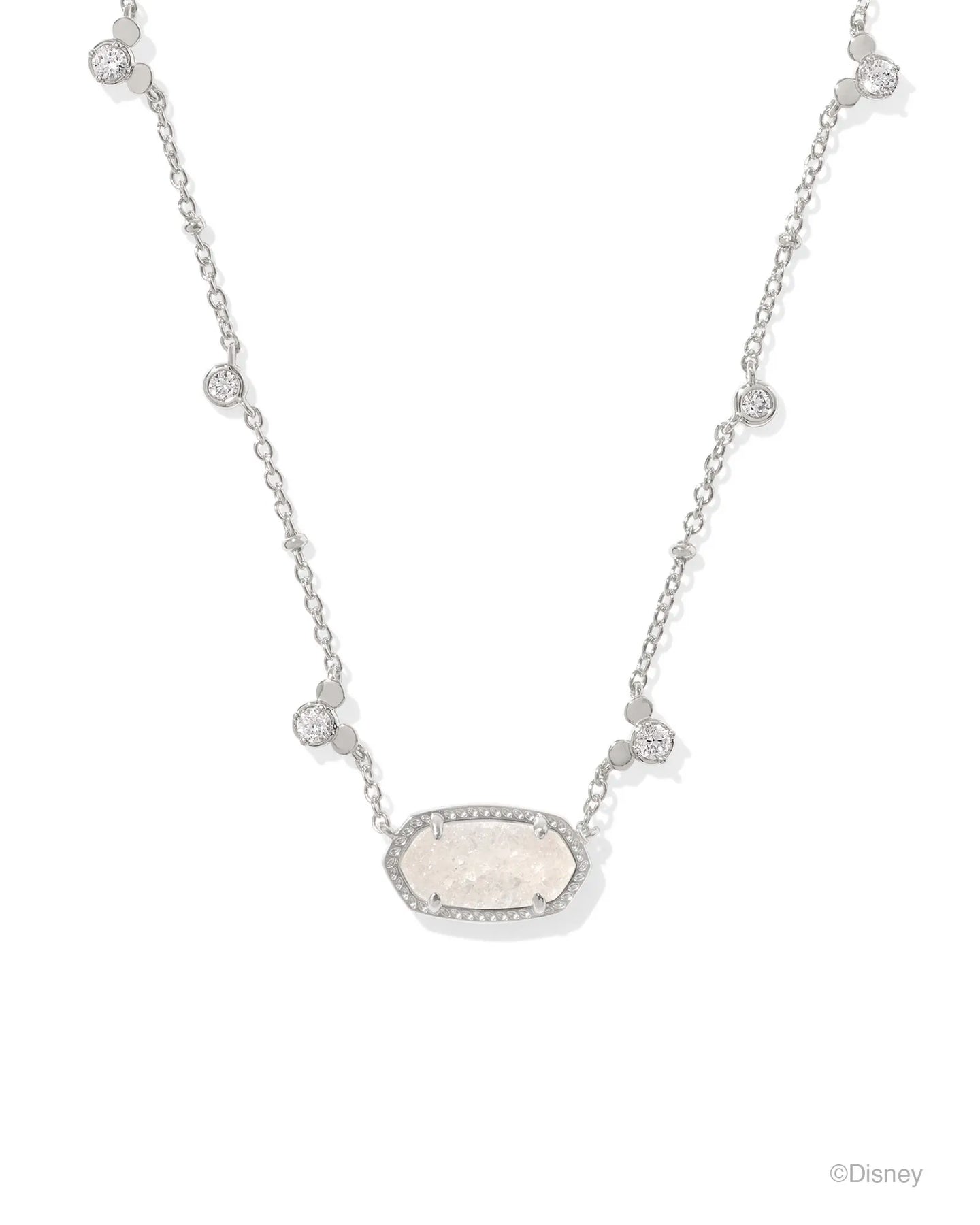Kendra Scott Mickey Mouse Silver Elisa Necklace in Iridescent Drusy
