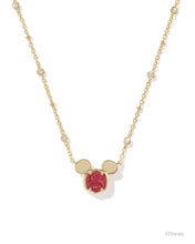 Load image into Gallery viewer, Kendra Scott Mickey Mouse Gold Pendant Necklace in Bright Red Drusy