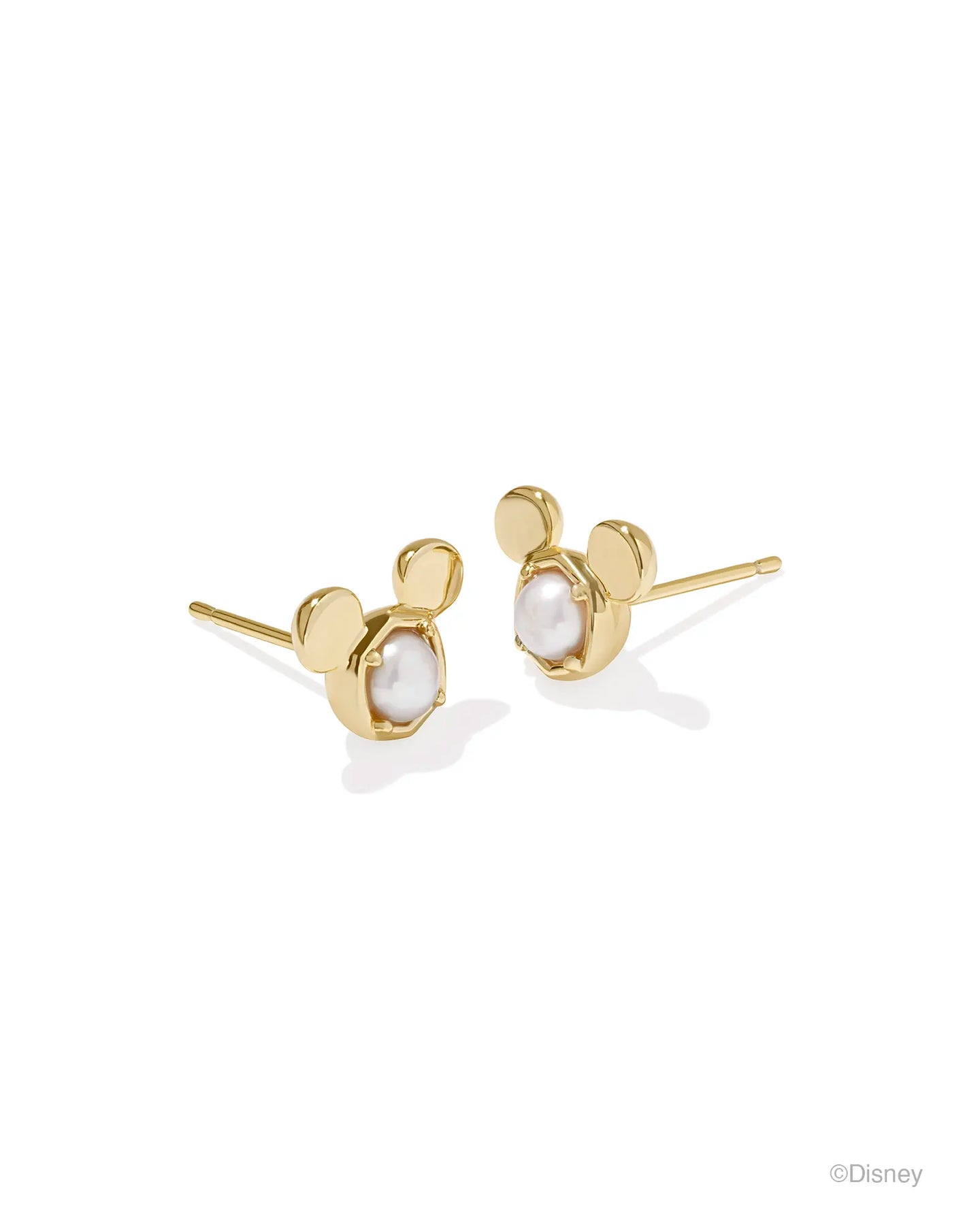 Kendra Scott Mickey Mouse Gold Stud Earrings in White Pearl