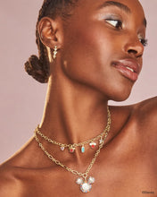 Load image into Gallery viewer, Kendra Scott Mickey Minnie Gold Huggie Earrings in White Crystal