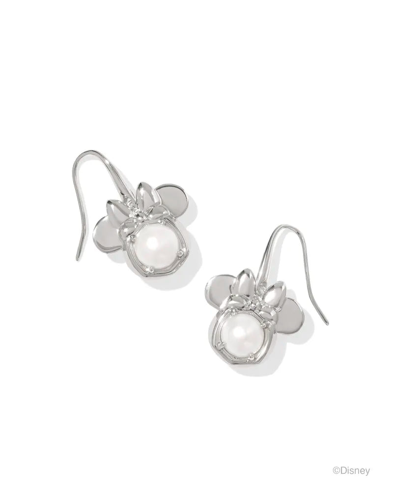 Kendra Scott Minnie Mouse Silver Drop Earrings in White Pearl