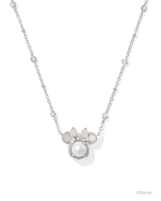 Kendra Scott Minnie Mouse Silver Pendant Necklace in White Pearl