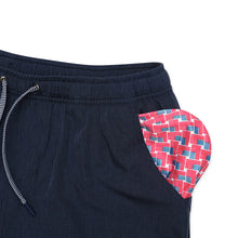 Load image into Gallery viewer, Burlebo 5.5&quot; Athletic Shorts in Heather Navy with American Flag Liner