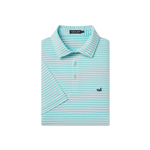 Southern Marsh Bermuda Domingo Stripe Performance Polo Antigua Blue