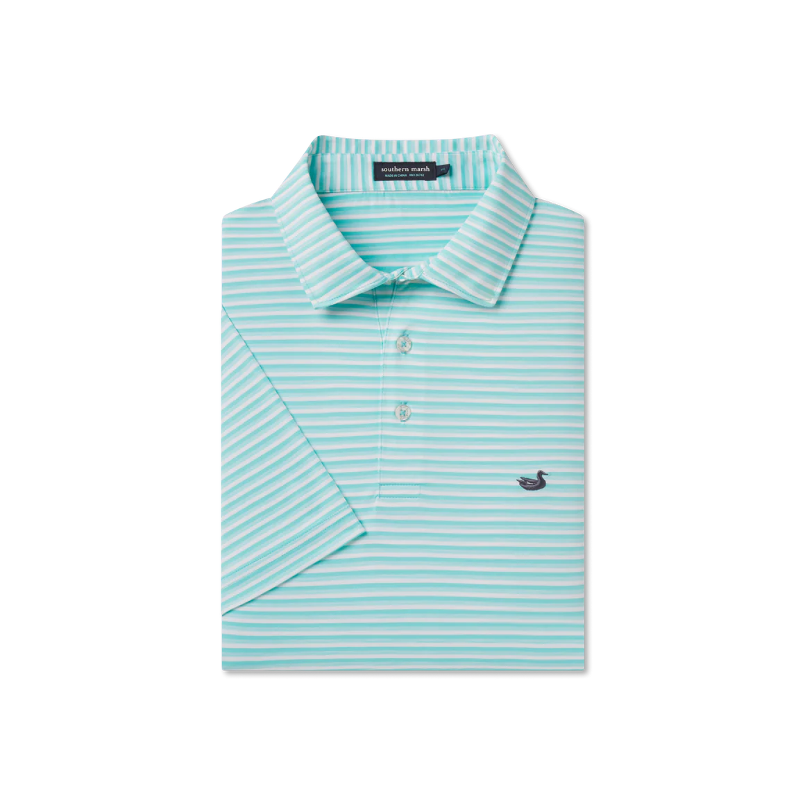 Southern Marsh Bermuda Domingo Stripe Performance Polo Antigua Blue