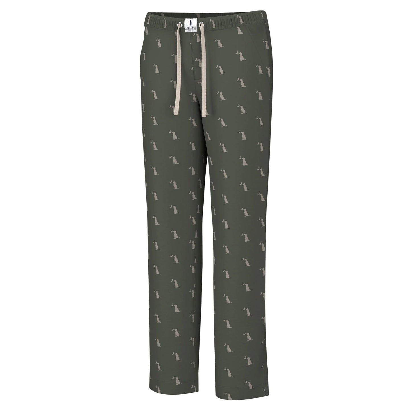 Local Boy Pajama Pants in Dark Olive Dog & Moon