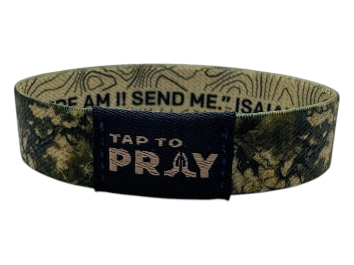 Versible Valor Camo & Isaiah 6:8 Tap to Pray Wristband