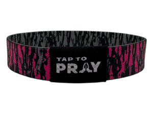 Versible Tree Bark Camo Pink & Grey Tap to Pray Wristband