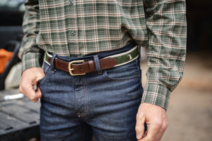 Local Boy Olive Dog & Moon Ribbon Belt