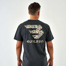 Load image into Gallery viewer, Burlebo Deer Camo Flying B Logo SS Tee in Heather Black