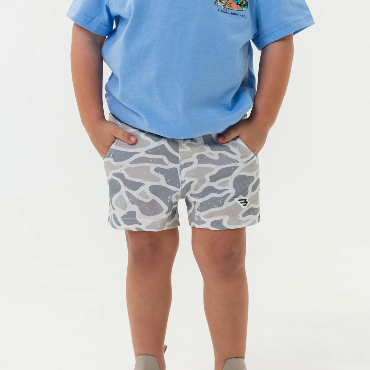 Burlebo Youth Athletic Shorts in White Camo
