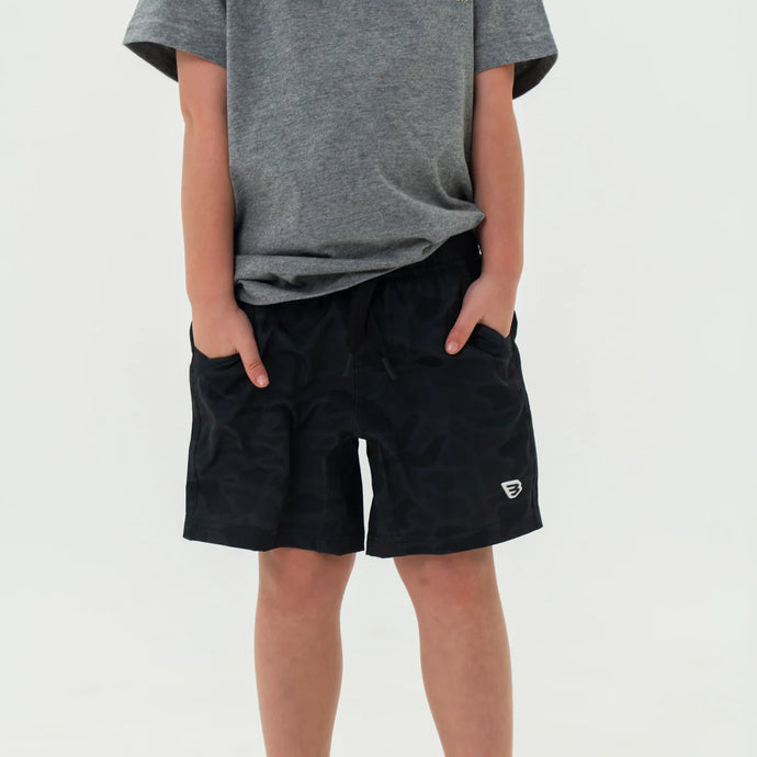 Burlebo Youth Athletic Shorts in Black Camo