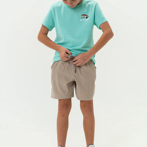 Burlebo Youth Athletic Shorts in Heather Khaki