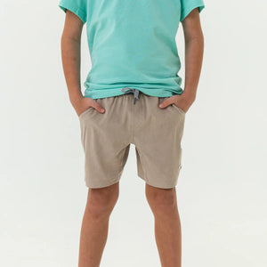 Burlebo Youth Athletic Shorts in Heather Khaki