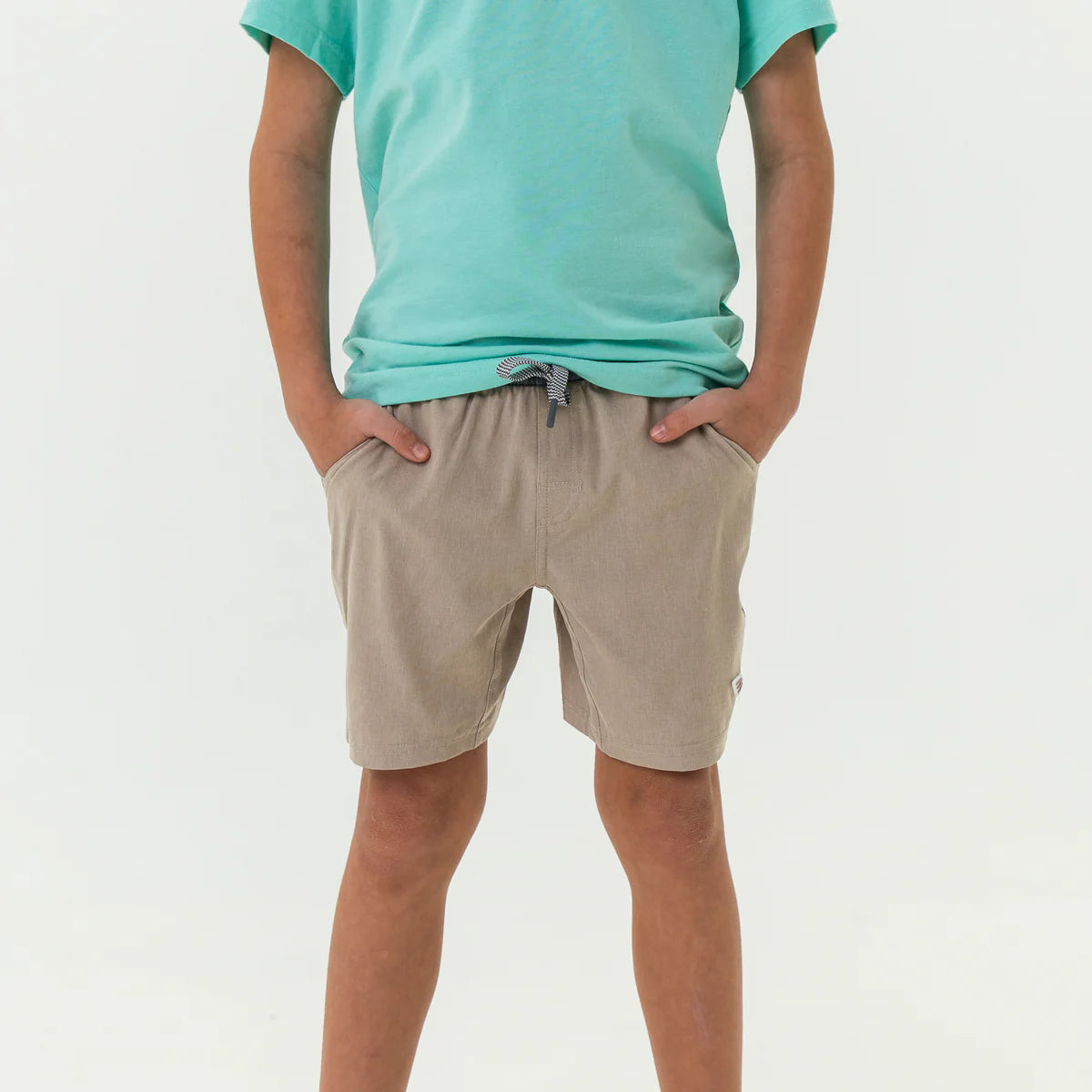 Burlebo Youth Athletic Shorts in Heather Khaki