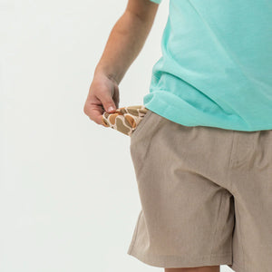 Burlebo Youth Athletic Shorts in Heather Khaki