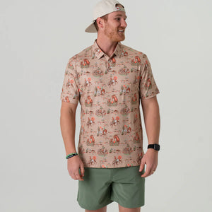 Burlebo Performance Polo in Khaki Cowboy Up