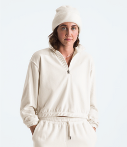 The North Face Women's Better Terry 1/2 Zip Pullover in White Dune