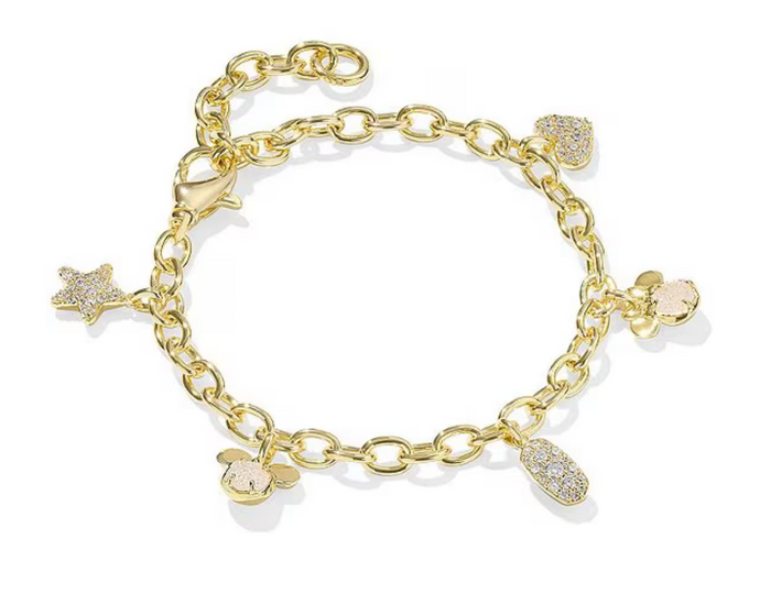 Kendra Scott Mickey Minnie Gold Charm Bracelet in Iridescent Mix