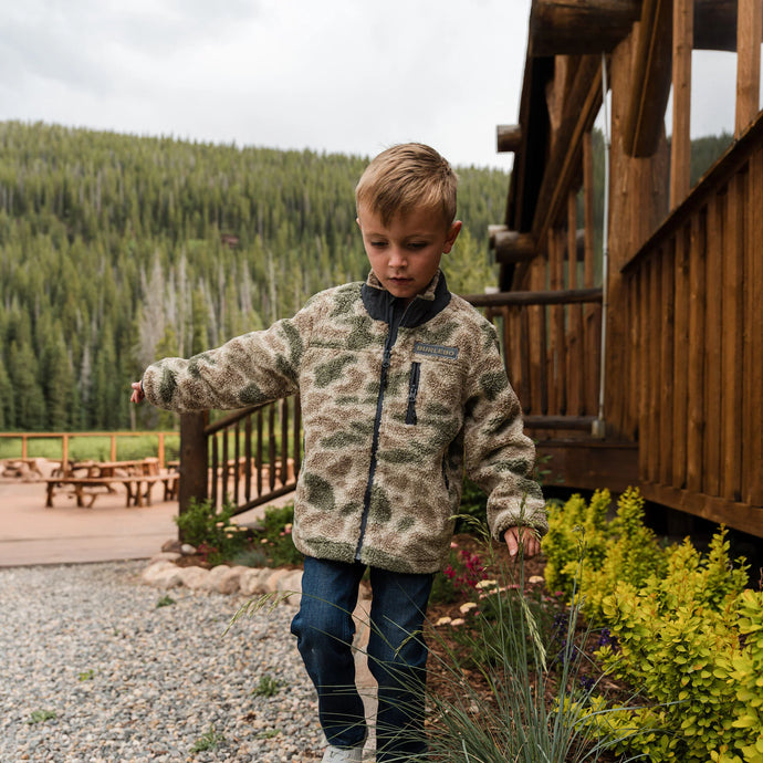 Burlebo Toddler Sherpa Full Zip Jacket in Alpine Camo