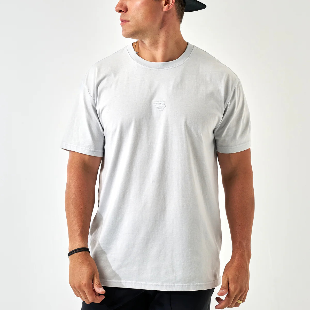 Burlebo Vintage Washed B Logo SS Tee in Light Grey