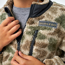 Load image into Gallery viewer, Burlebo Toddler Sherpa Full Zip Jacket in Alpine Camo