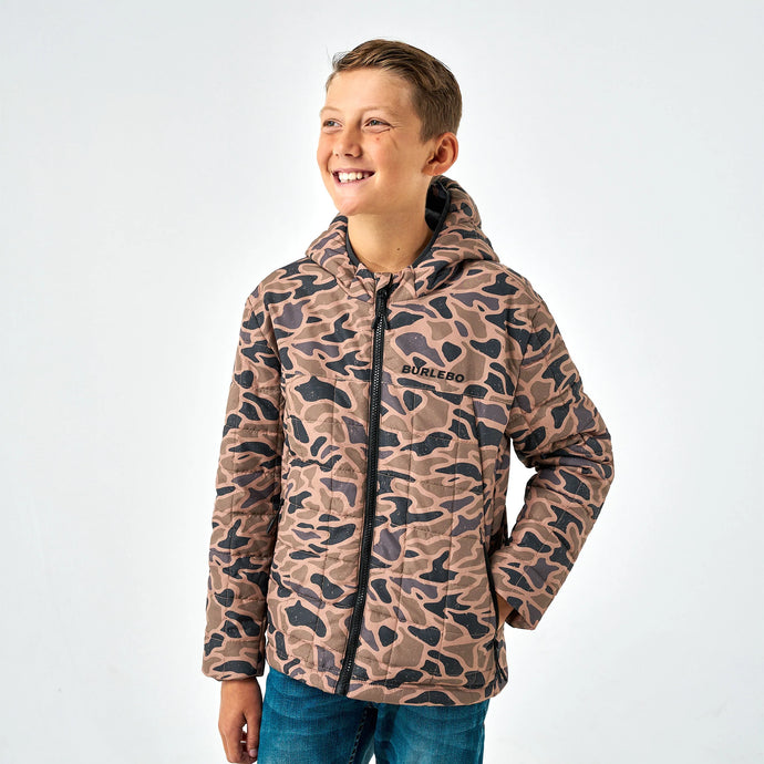 Burlebo Youth Puffer Jacket in Gauge Camo