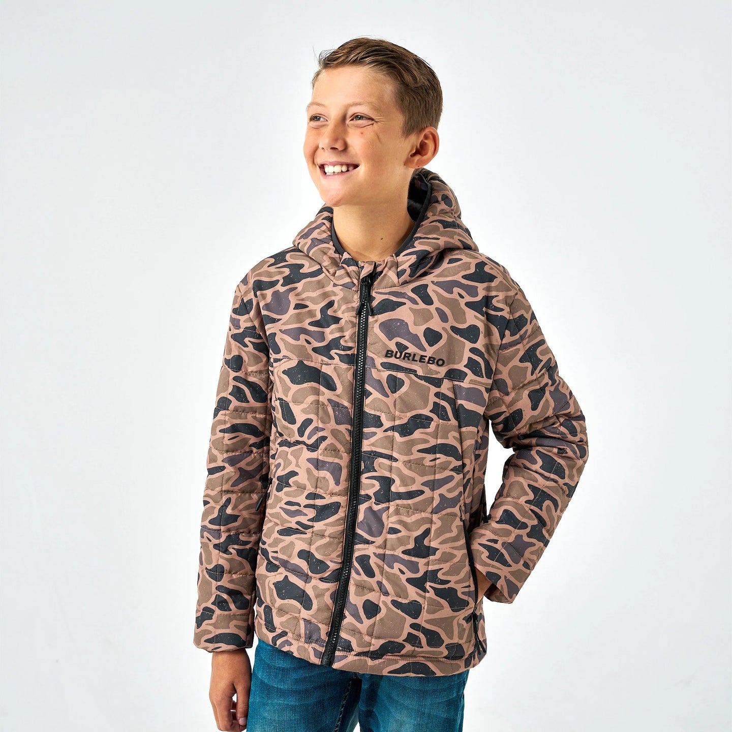 Burlebo Youth Puffer Jacket in Gauge Camo