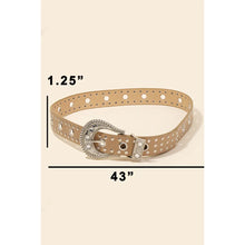 Load image into Gallery viewer, Rhinestone Buckle Grommet Belt Brown