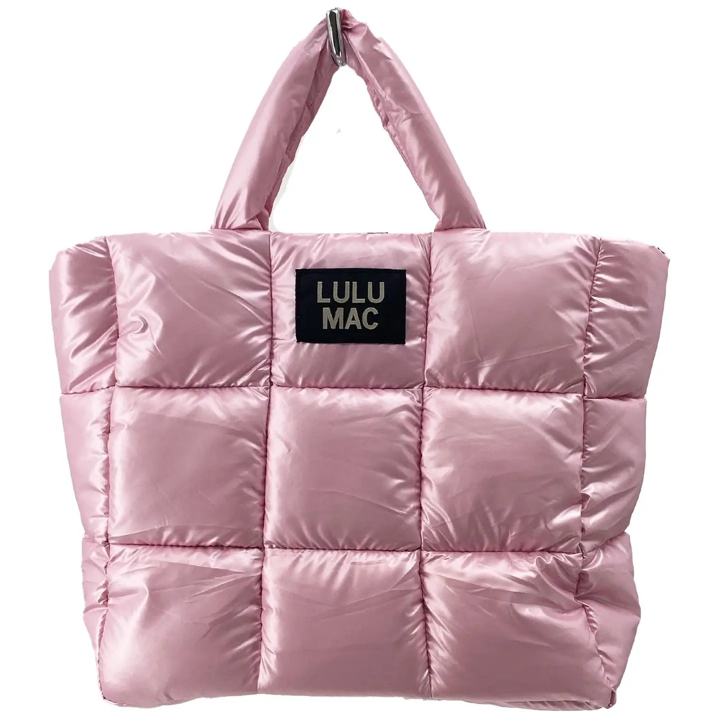 Lulu Mac Large Puffer Metallic Handbag in Pale Pink