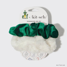 Load image into Gallery viewer, Elf x Kitsch Scrunchies 2pc White &amp; Green