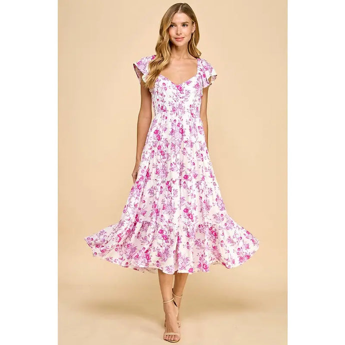 Hatley Floral Sweetheart Neck Elastic Waist Dress