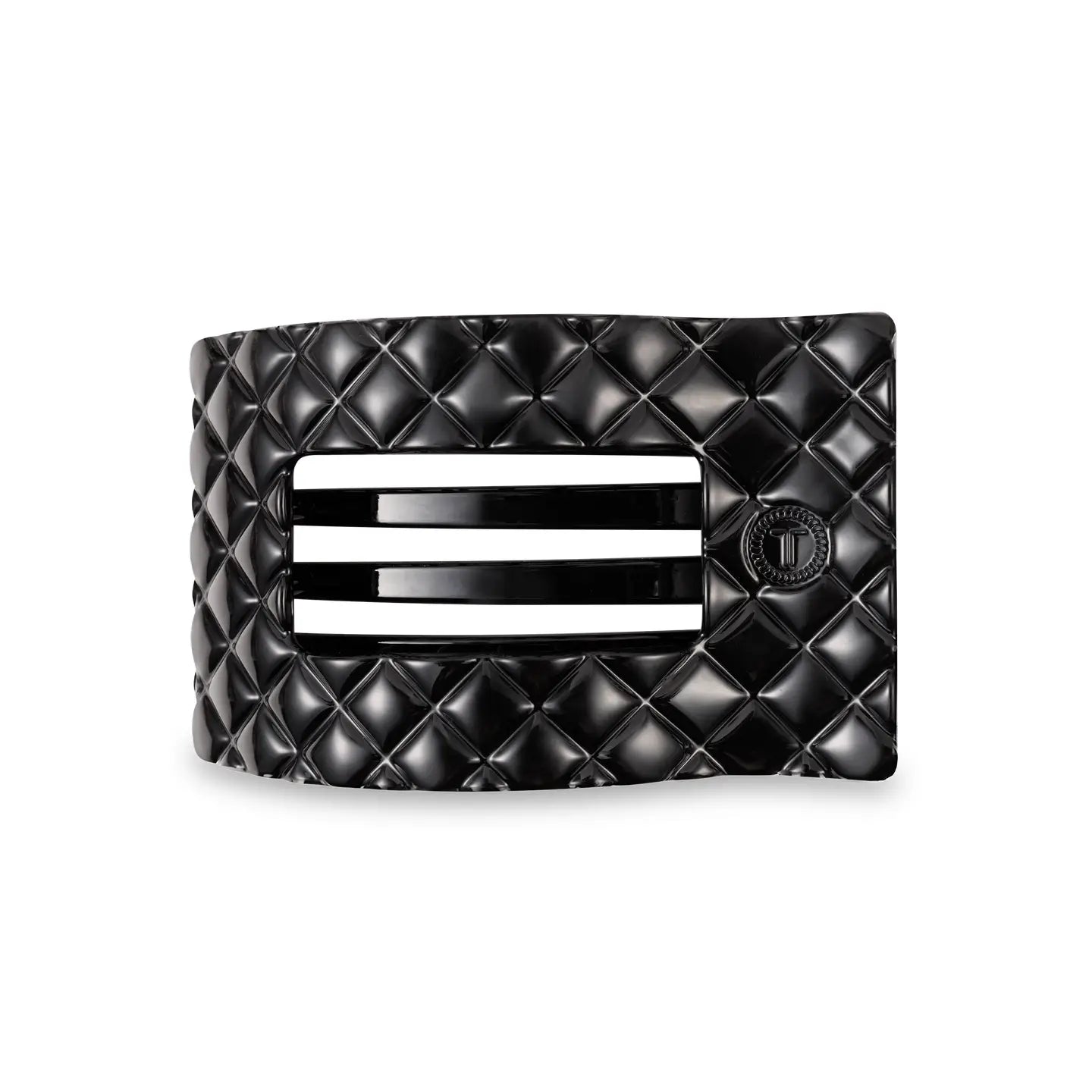 Teleties Large Flat Rectangle Clip Jet Black Quilted