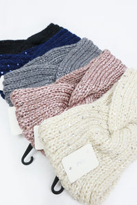 Keep Me Warm Twist Knit Headband Navy