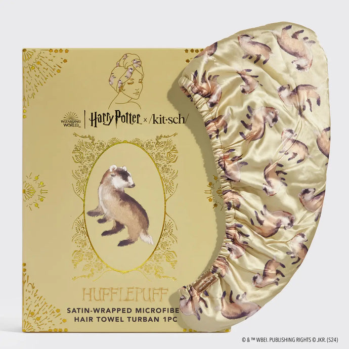 Harry Potter x Kitsch Hufflepuff Satin-Wrapped Hair Towel