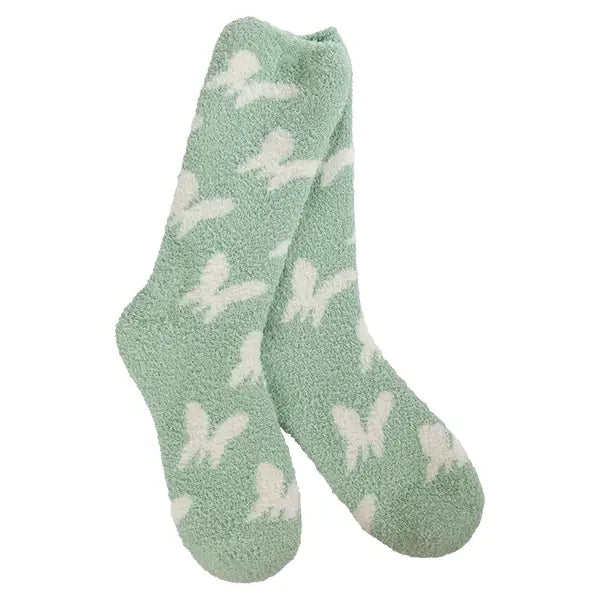 World's Softest Socks Cozy Crew Butterfly Frosty