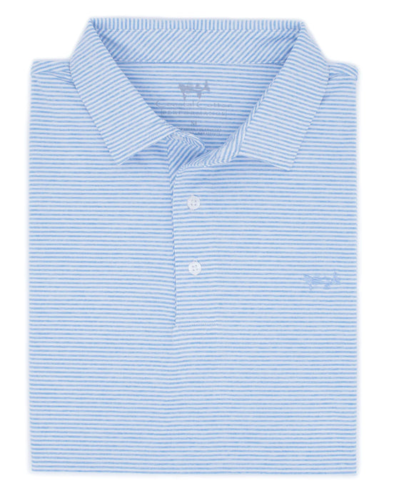 Coastal Cotton Performance Stripe Polo Azul Blue Stripe