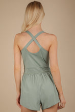 Load image into Gallery viewer, Take a Look Around Front Cutout Activewear Romper in Sage