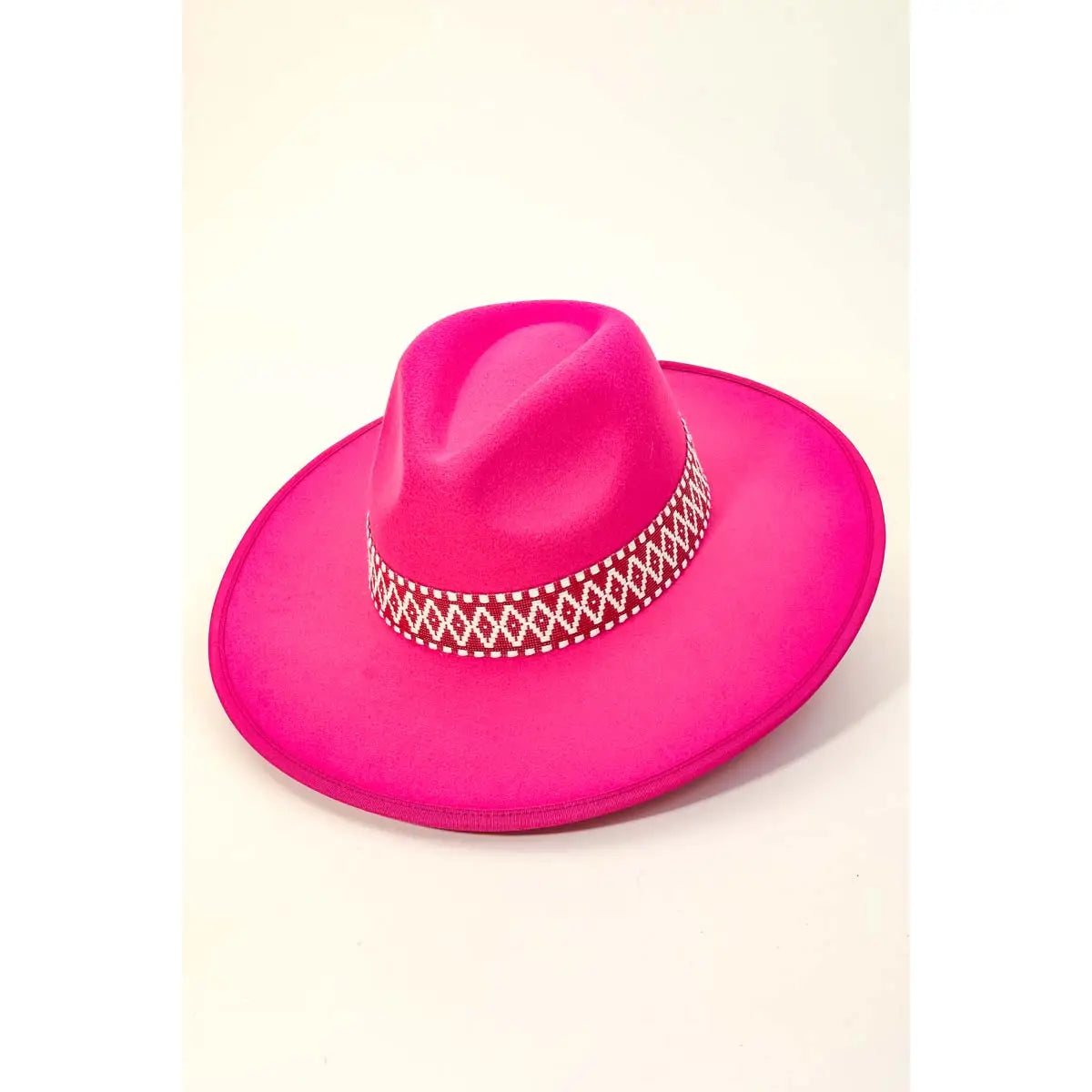 Boho Braided Band Fedora Hat Fuchsia