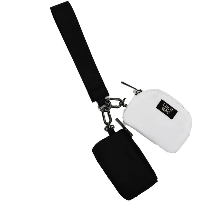 Lulu Mac Double Pouch Wristlet in Black/White