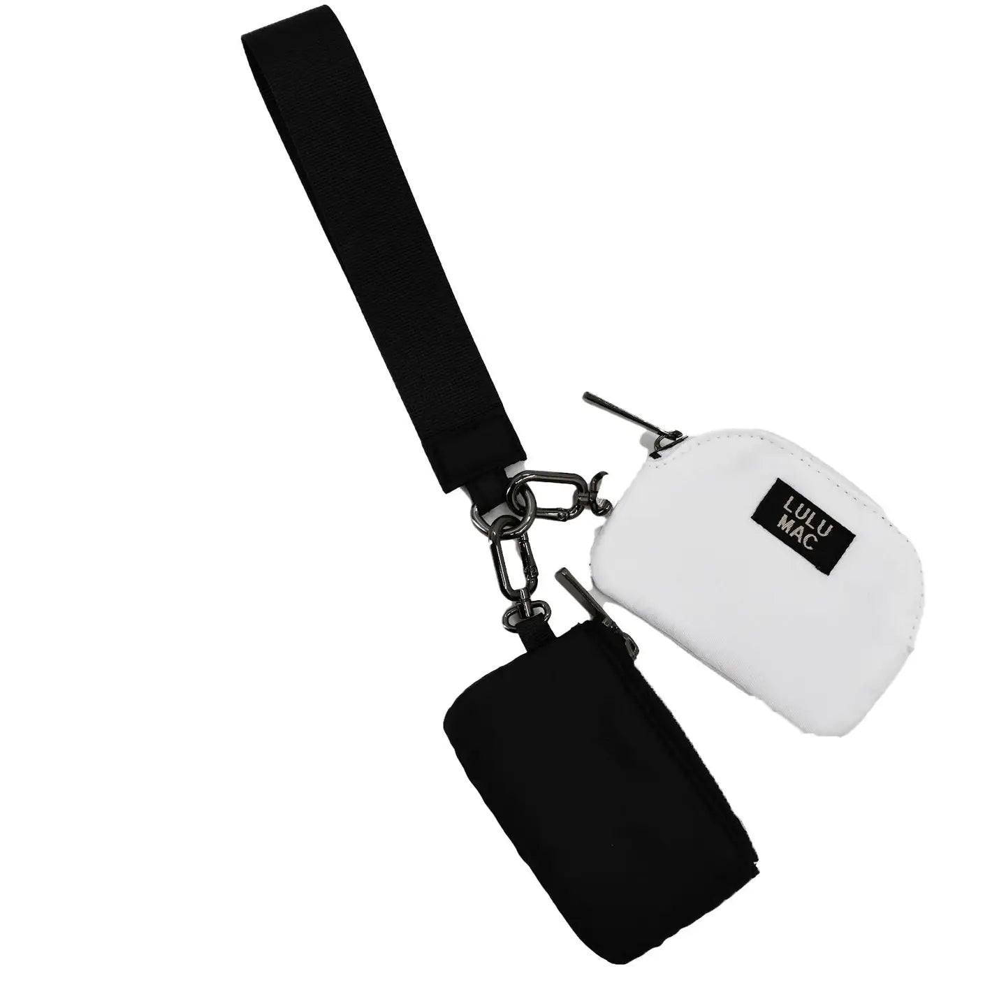 Lulu Mac Double Pouch Wristlet in Black/White