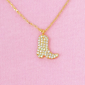 Glam Cowgirl Boot Gold Necklace