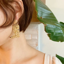 Load image into Gallery viewer, Glittered Up Cowgirl Earrings in Gold