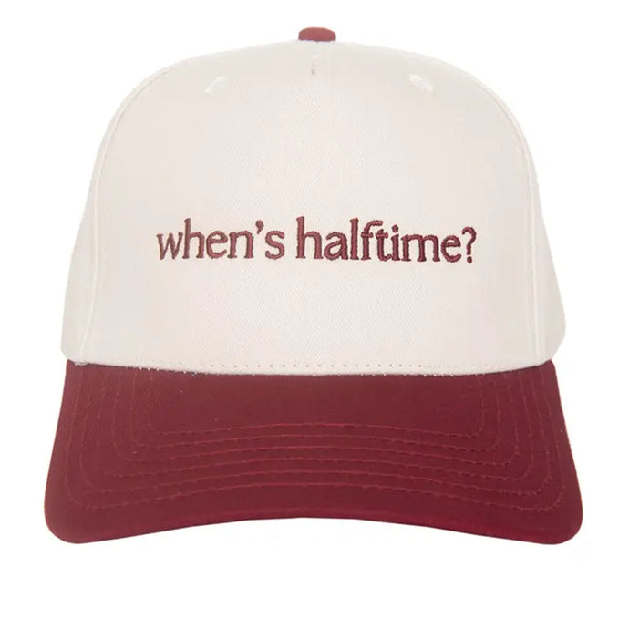 When's Halftime Two-Toned Vintage Hat in Maroon/Tan