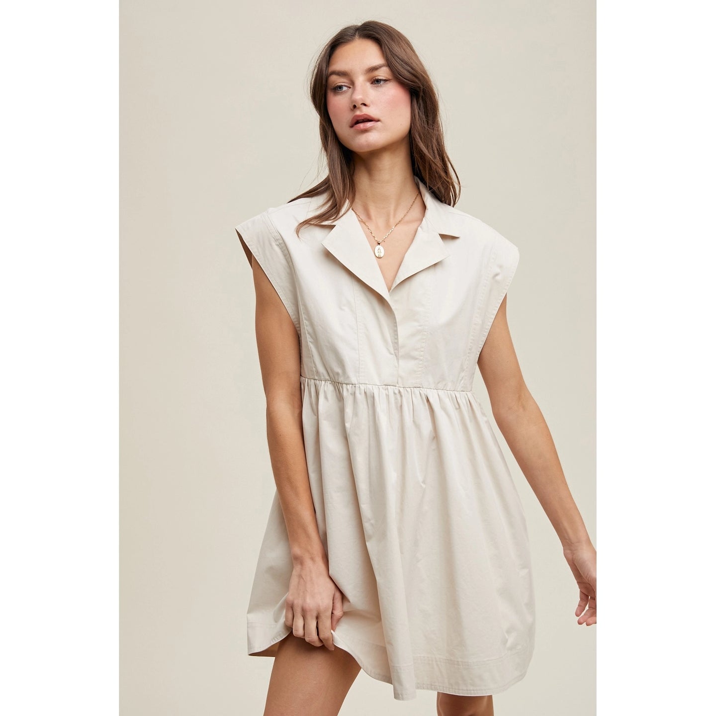 Stay When It's Tough Collared Sleeveless Mini Dress