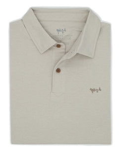 Coastal Cotton Beige Solid Mesh Performance Polo